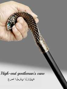1pc Dual-Tone Metallic Snake-Shaped Walking Cane, Rhombus Retro Pattern Foil Print, Mediterranean Metal Material, Gothic Anime Cosplay Scepter, British Gentleman's Cane, Suitable For Daily Use, Great Gift - Multicolor - View 7