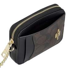 Coach Zip Card Case In Signature Canvas Women Card Case Wallet Bag, Bags For Women 2026 Mother's Day Gifts CW883 - 黑色 - 查看 1