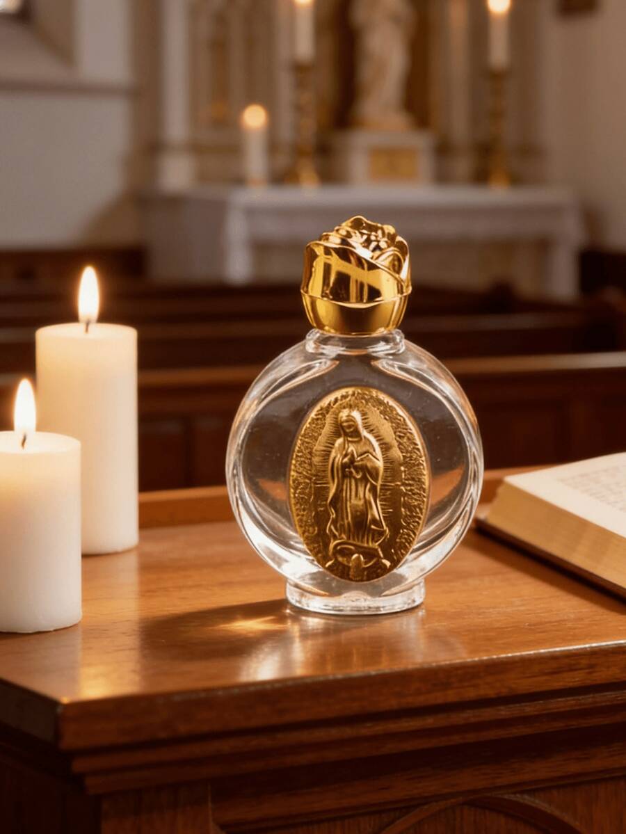 Christian Holy Water Bottle With Cross, Virgin Mary Sculpture Bottle, Suitable For Holding Holy Water, Perfume And Essential Oils, Church Souvenir,Bathroom,Travel - Multicolor - View 1