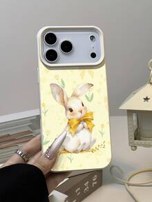 1pc Soft & Cute Yellow Bow Rabbit Pattern Litchi Texture Anti-Drop Anti-Slip Soft Phone Case, Compatible With Apple. Phones - Multicolor - View 5