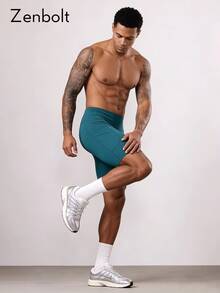 Quần short thể thao nén mùa hè dành cho nam, quần short Bermuda bó sát tập luyện thể dục có túi, phù hợp để đựng điện thoại thông minh. - Màu xanh lá cây đậm - Xem 1