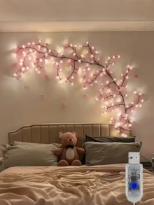 LED Cherry Blossom Branch Wall Lamp, 8 Lighting Modes, Soft Willow Branch Shape, Floral Wall Decor, Suitable For Bedroom, Home, Spring Decoration - Multicolor - View 1