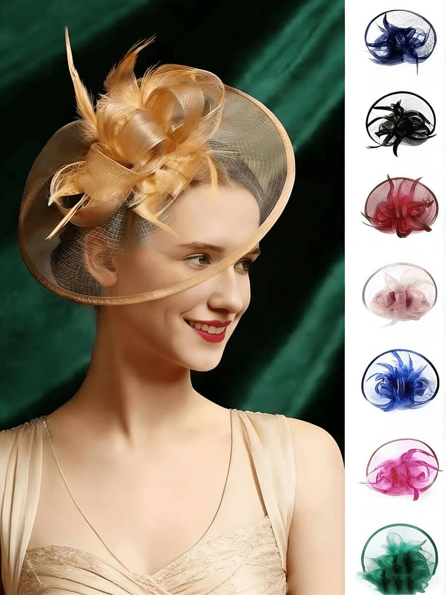 1 Chiếc mũ lưới lông vũ duyên dáng dành cho nữ có kẹp, phụ kiện đội đầu dự tiệc cocktail/trà chiều, thích hợp cho đi lại hàng ngày, dự tiệc, chụp ảnh, phong cách thanh lịch thường ngày, phù hợp cho mọi mùa, phụ kiện tóc, mũ Derby/mũ mini/mũ hộp thuốc/mũ chóp nhỏ/mũ beret nhỏ, mũ chóp nhỏ, đồ dùng học tập, quà tặng, đám cưới, tiệc tùng. - A - Xem 1