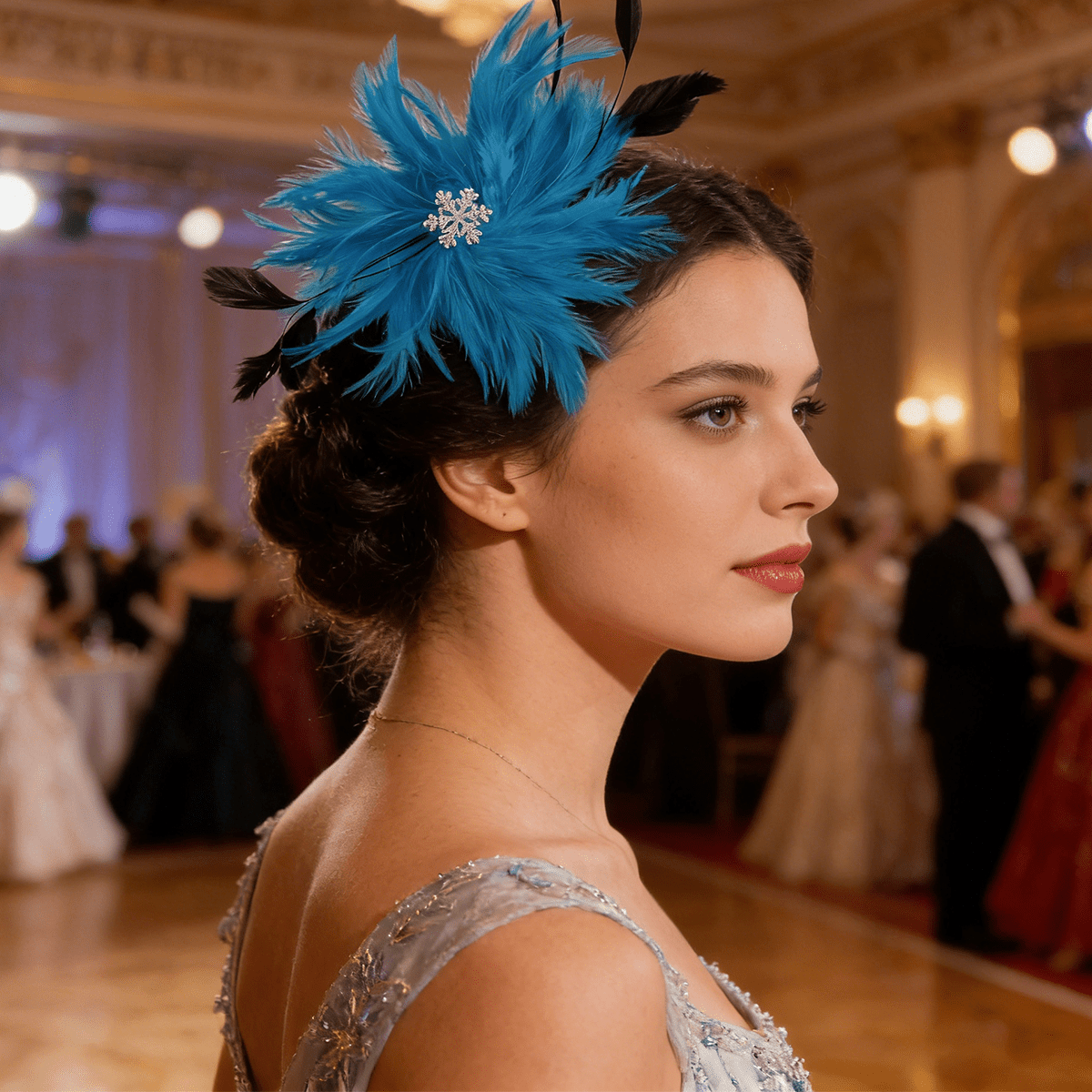 1 pieza Tocado elegante vintage, adecuado para fiestas temáticas, bodas, bailes, galas, festivales - Broche de pelo con diseño de copo de nieve multicolor de moda, accesorio de vestido, disfraz de fiesta - A - Añade 2