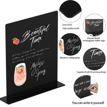 1pc Acrylic Reserved Table Sign, Suitable For Wedding Banquet And Event Party, Comes With Liquid Chalk Marker (Black), Back To School - Black - View 4