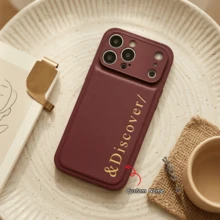 Customized Name 3D Engraving Technology Style Phone Case Compatible With IPhone 17 16 15 14 13 Pro Max And Plus Series With Lychee Texture Shockproof & Scratch-Resistant Camera Lens Protection Sketch-Style Design Perfect Gift For Birthdays Anniversaries A Meaningful Gift - Burgundy - View 3