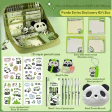 超值!熊猫文具笔袋礼盒套装,大容量翻盖笔袋,学生日常文具收纳袋,可爱熊猫配件文具礼盒套装,返校文具礼盒套装,多功能笔袋,防水防污文具收纳袋,小学生文具礼盒套装。笔袋可随意装饰。返校季,学习用品,笔袋,背包 - 12層大容量筆袋 - 查看 2