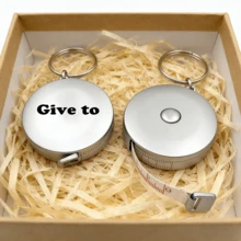 Metallic Soft Ruler, Plastic Soft Ruler, Customized Soft Ruler, Customized Name, Gift Soft Ruler, Personalized Wedding Party Favor Gift, Round Pocket Tape Measure Keychain, Retractable Household Measuring Tape, Easy-To-Read Measuring Tape - Grey - View 10