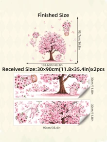 1件卡通粉色兔子、树、蝴蝶墙贴，可移除哑光自粘墙贴，适用于客厅、卧室、儿童房、家居装饰、春季装饰、生日礼物、毕业礼物 - 彩色 - 查看 11