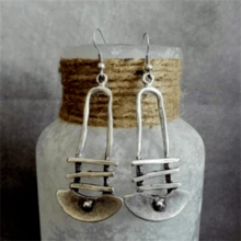 1 Đôi bông tai hình biểu tượng vô cực rỗng kiểu Bohemian cổ điển, thích hợp cho nữ giới đeo hàng ngày và làm quà tặng, phụ kiện theo mùa. - bạc cổ 06 - Xem 1