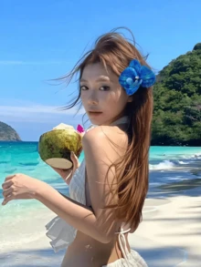 8 件装夏季兰花发夹夏威夷热带花卉发卡人造蝴蝶兰发饰，适合女性女孩海滩度假婚礼夏威夷派对（8 种颜色） - 彩色 - 查看 7