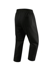 1件装 Blueprint 男士直筒裤，黑色，柔软抗皱面料，抽绳腰带，拉链口袋，休闲简约风格，适合日常、通勤和轻商务场合穿着。 - 黑色 - 查看 4