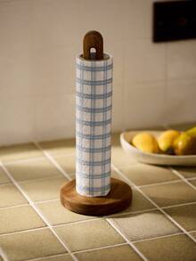 1 Acacia Wood Paper Towel Holder, Countertop, Paper Roll Holder, Upright Paper Roll Holder, Suitable For Kitchen And Bathroom - Brown - View 5