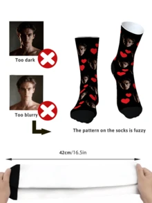 1 Đôi tất in hình/ảnh/khuôn mặt theo yêu cầu, nhiều màu sắc, dễ thương, tối giản, ngộ nghĩnh, cá nhân hóa, món quà độc đáo dành cho nam/nữ, bạn trai, bạn gái, gia đình, bạn bè, mùa thu, thời trang thu đông, trang trí nhà cửa Giáng sinh, quà tặng gia đình, quà tặng gây nghiện. - màu đen - Xem 3