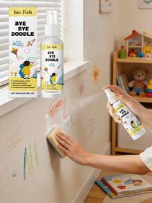 JUE FISH 100ml Wall Graffiti Cleaner - Cleans Easily, Effectively Removes Stains On Walls, No Water Marks Or Wall Damage, Multi-Purpose For Latex Paint, White Walls Cleaning (Product Packaging Upgraded, New And Old Versions Have Consistent Ingredients And Functions, Random Shipment Of New And Old Versions) - Liquid - View 2