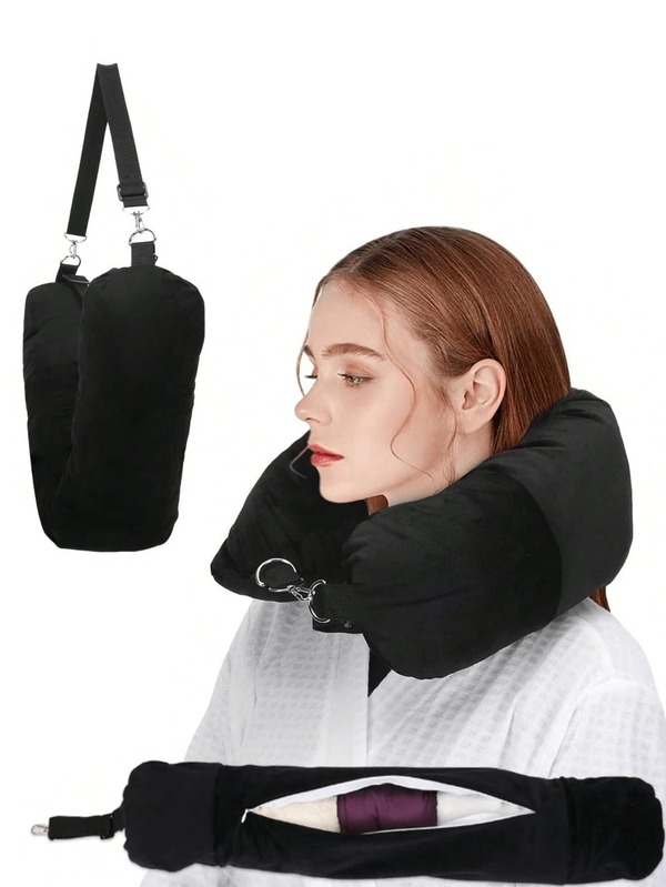 Unfilled Soft Plush Travel Pillow, Available In Multiple Colors, Can Be Used As Storage Travel Pillow, Suitable For Travel, Soft Plush Filling Travel Pillow, Travel Essential, U-Shaped Neck Pillow, Suitable For Car And Airplane, Unfilled, Storage Organization, Holiday Accessories, Luggage Bag