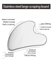 2pcs Facial Care Massage Set - Lymphatic Contour Facial Gua Sha Board, Stainless Steel Heart-Shaped Gua Sha Board, Dry Facial Brush, Facial, Chin And Jawline Lymphatic Drainage Massager, Stainless Steel Facial Gua Sha Tools - Multicolor - View 5