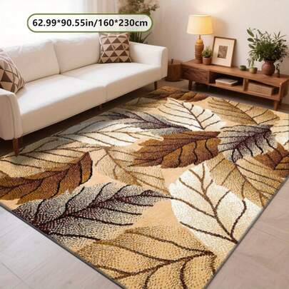 Mother's Day Limited Edition: 1pc Vintage Leaf Pattern Thickened Carpet, Thick Plush Carpet For Living Room, Autumn/Winter, Washable Area Rug, Home Decor