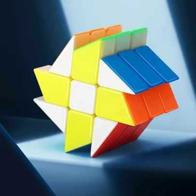 1 pieza Cubo mágico asimétrico en forma de molino de viento 3x3x3, cubo de rompecabezas suave y colorido para aliviar el estrés, desarrollo de la inteligencia, competencia de speedcubing, juguete de forma única para estudiantes