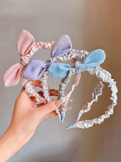1pc Korean Style Fabric 3D Bow Headband, Cute Sweet Floral Hair Hoop