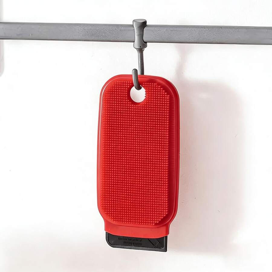 Bàn chải đa năng dùng cho rau củ quả, bàn chải làm sạch bằng silicon, dụng cụ loại bỏ bùn khoai lang, bàn chải chà khoai tây dẻo, dụng cụ nhà bếp. - Đỏ - Xem 1