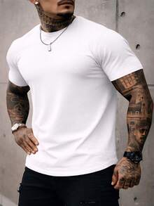 Men's Basic Crew Neck T-Shirt, Premium Cotton, 20 Color Options To Choose From - WHITE SHAPE - View 1
