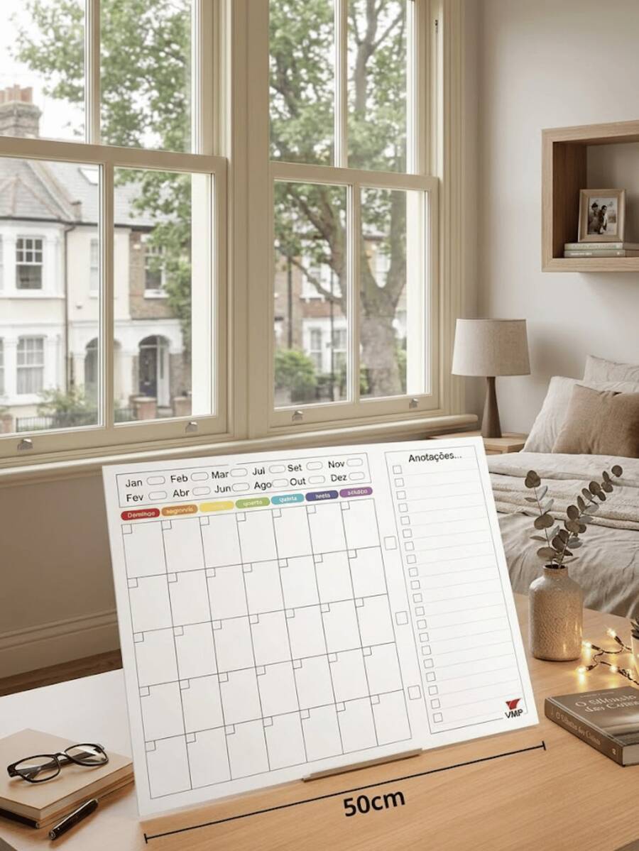 Magnetic Whiteboard Planner For Monthly Organization Of Tasks And Appointments - Home/Office - Magnet - 每週 50x40cm 彩色 - 查看 1