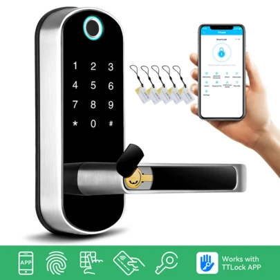 Tropernic Khóa thông minh, Khóa cửa không cần chìa, Khóa cửa thông minh có tay nắm, Khóa thông minh cho cửa trước, Khóa cửa không cần chìa, Khóa cửa vân tay, Khóa cửa sinh trắc học, Khóa cửa bàn phím, Khóa cửa kỹ thuật số