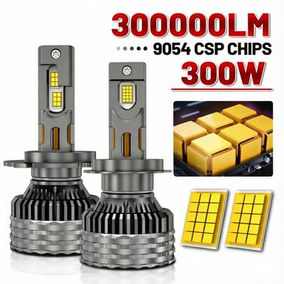 HYNBYZJ 2 Stück Auto Scheinwerfer H1 H4 H7 LED Canbus 300W 1200% heller H3 H9 H11 9005 HB3 9006 HB4 9012 HIR2 9007 HB5 H13 9008 9054 CSP Automobil-Kit Nebelscheinwerfer 12V
