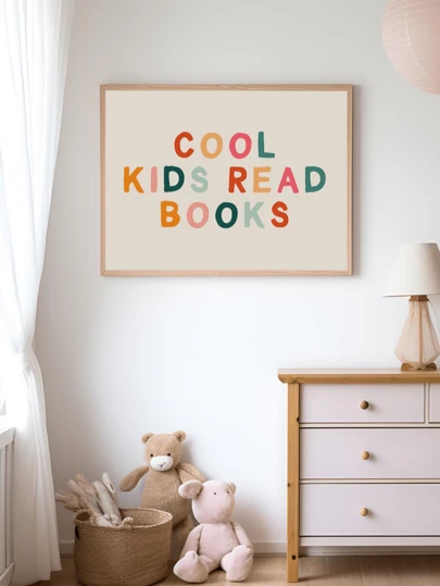 1幅装裱帆布画，波西米亚风格墙面艺术画，儿童房墙面艺术，儿童房装饰，墙面装饰海报，励志印刷墙面艺术，励志语录水彩文字，墙面挂饰，可直接悬挂