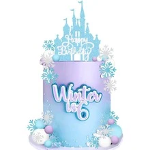 44件套冰雪奇缘女王公主城堡蛋糕装饰品，雪花，生日快乐，闪光城堡蛋糕装饰，纸杯蛋糕装饰，冰雪奇缘蛋糕装饰，适用于新娘送礼会、蛋糕装饰、冰淇淋蛋糕用品、花园派对装饰等。 - 雪花 - 查看 2