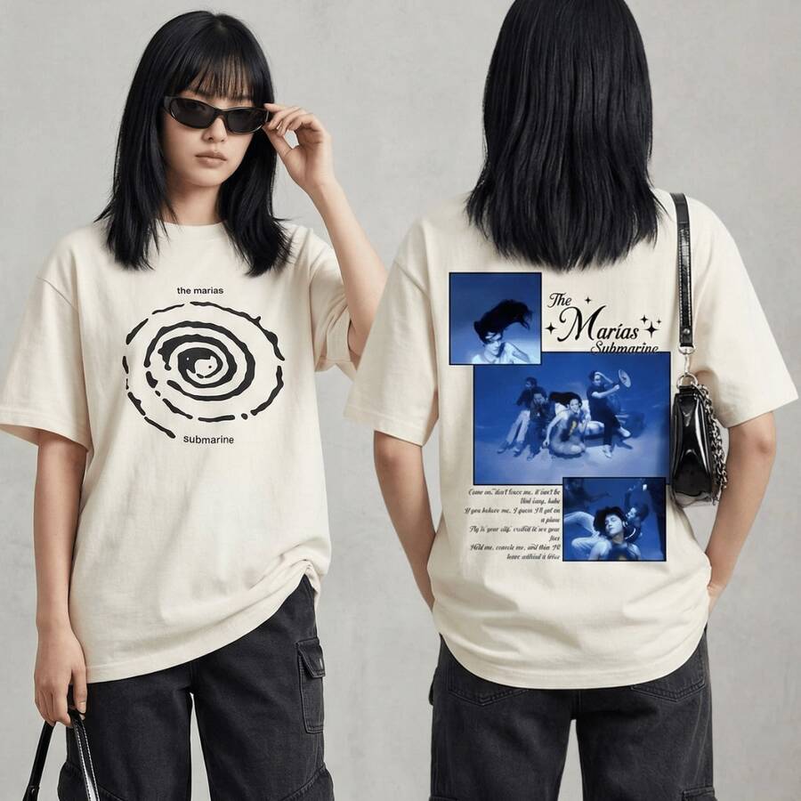 The Marías Submarine Alternative Indie Rock Vintage Band T-Shirt In 100% Cotton With Premium Print - 奶油色 - 查看 1