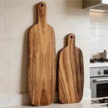 1 khay gỗ, thớt, khay đựng phô mai, khay đựng pizza, thớt cán gỗ hồng mộc mịn, khay đựng thức ăn dùng cho phô mai, thịt, trái cây và bánh ngọt, khay dễ vệ sinh, dụng cụ nhà bếp và làm bánh. - Nâu hạt dẻ - Xem 7
