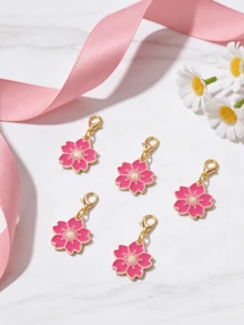 10个合金樱花钥匙扣，优雅花卉设计，带吊牌，可作包包挂饰、钥匙链，情侣生日及节日礼物，粉色，女士情人节汽车装饰，可爱哥特风Y2K万圣节配饰，教师节圣诞节礼物，包包挂绳，带证件套，汽车装饰，包包吊坠 - 玫紅色櫻花 - 查看 6