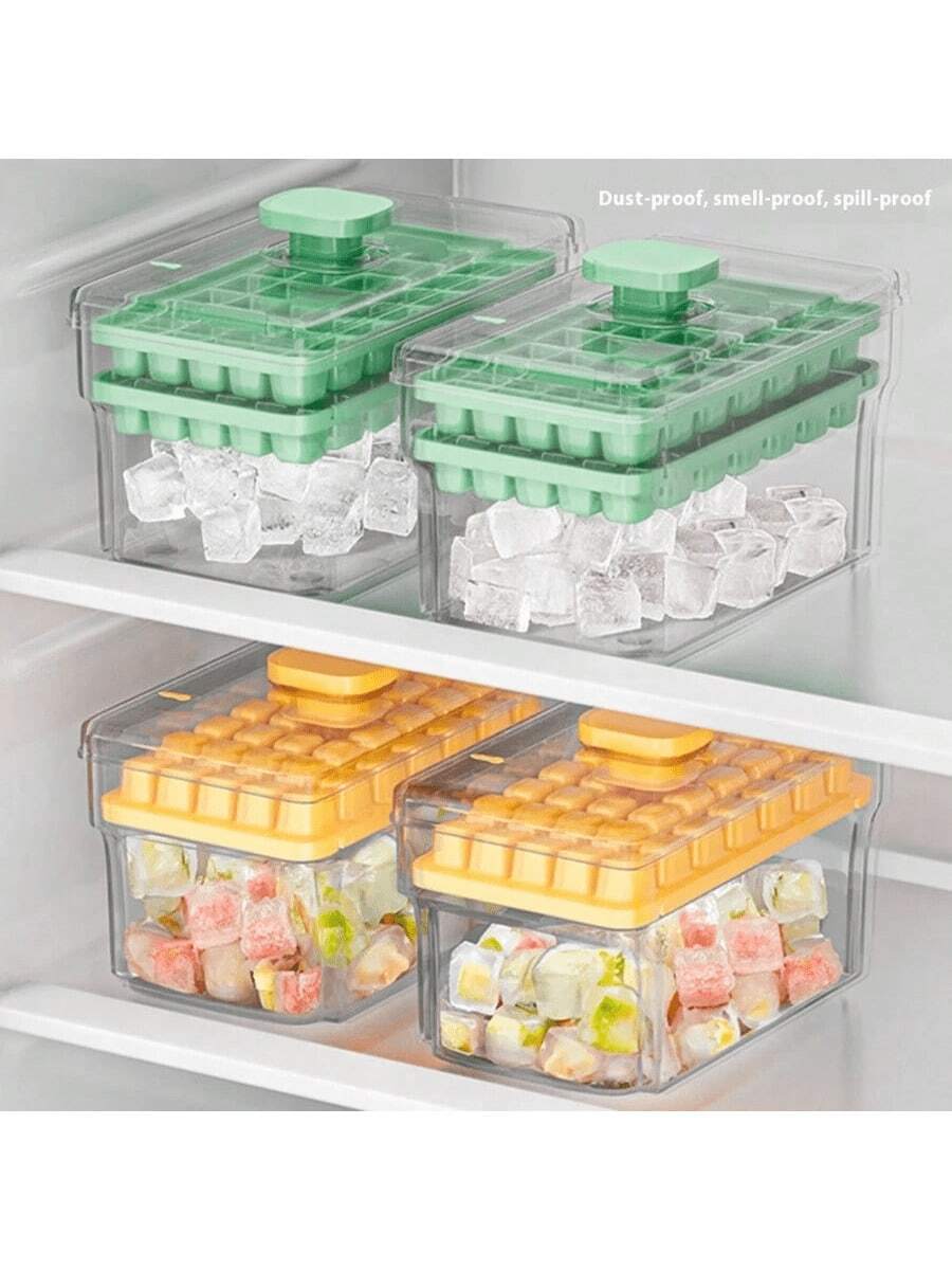 1 Set New Quick Ice Maker With Ejection Device, Homemade Ice Tray With Ice Scoop, Easy Release Small Ice Cube Container, Portable Ice Storage Box