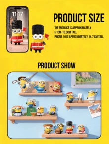 Boîte mystère Berryz World Series Minions POP MART - 12 figurines régulières + 1 figurine cachée, inspirée du thème de l'exploration mondiale, mettant en vedette de mini figurines dans des costumes régionaux, notamment le garde royal Dave, le Bob australien et la Mel aux fleurs de cerisier, fabriquées en vinyle détaillé avec des designs expressifs, idéal pour les fans de Minions, les collectionneurs de boîtes mystères, les voyageurs du monde et les chercheurs de cadeaux, parfait pour les anniversaires, les fêtes ou les collections - Multicolore - Voir 4