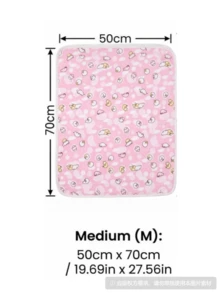 TDHD 1pc Cartoon Print Diamond Velvet Waterproof Breathable Reusable Baby Diaper Changing Pad, Suitable For Daily Care - Pink - View 8
