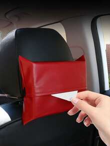 Caja de pañuelos de coche de cuero - Soporte universal para pañuelos colgante, adecuado para reposacabezas, parasol y apoyabrazos, sin olor, fácil de usar, se adapta a todos los coches, decoración interior del coche - bolsa de pañuelos - Ver 4