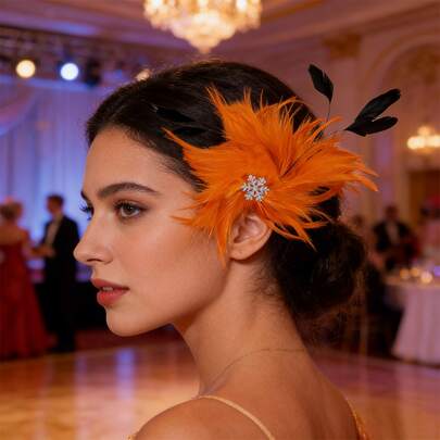 1 pieza Tocado elegante vintage, adecuado para fiestas temáticas, bodas, bailes, galas, festivales - Broche de pelo con diseño de copo de nieve multicolor de moda, accesorio de vestido