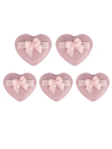 5/10/15/20个装可爱心形蝴蝶结化妆海绵，柔软化妆粉扑，女士适用 - 粉色 - 查看 1