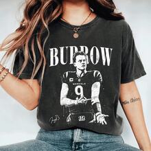 Joe Burr0w Vintage Shirt J0e Burrow Retro Rap Tee Game Day Shirt Football Shirt - 黑色 - 查看 1