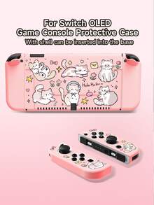 Bộ 1 ốp lưng hình mèo dễ thương đang chơi, tương thích với máy chơi game Switch2 (2025)/Switch NS/Switch OLED, bao gồm ốp bảo vệ/vỏ bọc tay cầm/túi đựng, chất liệu TPU mềm, kiểu dáng thời trang và tiện dụng, có chân đế di động, chống sốc, chống trầy xước, chống bám bẩn, là món quà lãng mạn thời trang. - Xem 7