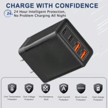 Bộ sạc nhanh USB-C 4 cổng này có hai cổng USB-C PD và một cổng sạc nhanh USB-A QC3.0, với thiết kế phích cắm kiểu Úc, phù hợp với 17/16/15/14/13/12, máy tính bảng, Galaxy S20 Plus và các thiết bị Android khác. - Xem 3