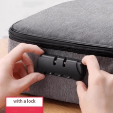 1pc Gray Lockable Document Organizer Bag, Multi-Layer File Folder Pouch For Household Registration, Passport, Waterproof And Scratch-Resistant, With Grid Pocket And Large Capacity For A4 Documents, Certificates, And Cards - Black - View 2