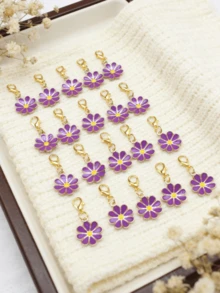 10Pcs Four‑Leaf Clover Fortune Keychain,Lucky Shamrock Charm Keyring.Perfect Gift For Graduation,Wedding,Various Ceremonies And Packaging Decorations. - Purple Eight-petaled Flower a - View 7