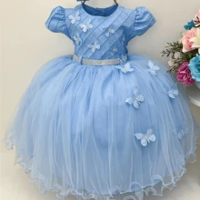 Vestido Borboleta azul jardim encantado festa das borboletas aniversario infantil - Azul - Visão 8