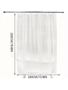 1 件 PEVA 防水浴帘，优雅朦胧鹅卵石图案浴室防水浴帘，石头印花，71 英寸宽 x 71 英寸长或 71 英寸宽 x 79 英寸长，配有 12 个挂钩，适用于浴室、阳台、花园 - 白色 - 查看 3