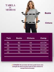 Blusa Tricot Feminina Manga Curta Básica Casual Elegante - Cinza - Visão 3