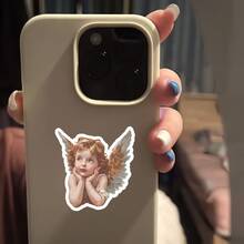Vintage Angel Resting Chin On Hand Sticker, Artistic Retro Style Decorative Sticker, Waterproof Vinyl Sticker - Matte Surface, Self-Adhesive Bumper Sticker, Suitable For Cars, Windows, Laptops, Trucks, Water Bottles - Multi-Purpose Design, Car Sticker - Vinyl - View 6