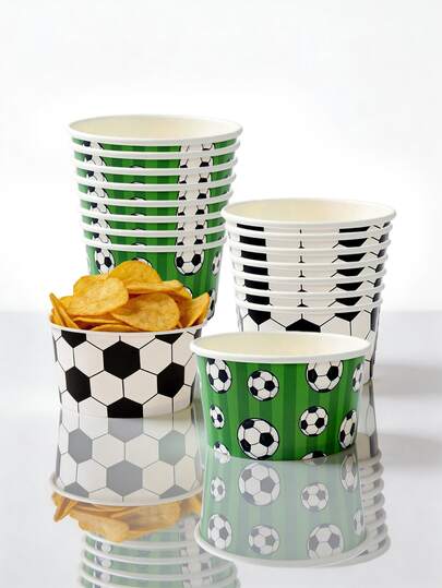 10件套足球冰淇淋碗，运动主题足球图案汤碗，足球图案冰淇淋杯，纸质足球派对小吃碗，运动派对纸质冰淇淋小吃杯，一次性甜点碗，小吃杯，纸质汤杯，一次性纸碗，适用于盛装冷热食物的派对用品；小吃杯，纸杯，生日派对小礼物；酸奶碗，汤碗，水果甜点碗，生日用品
